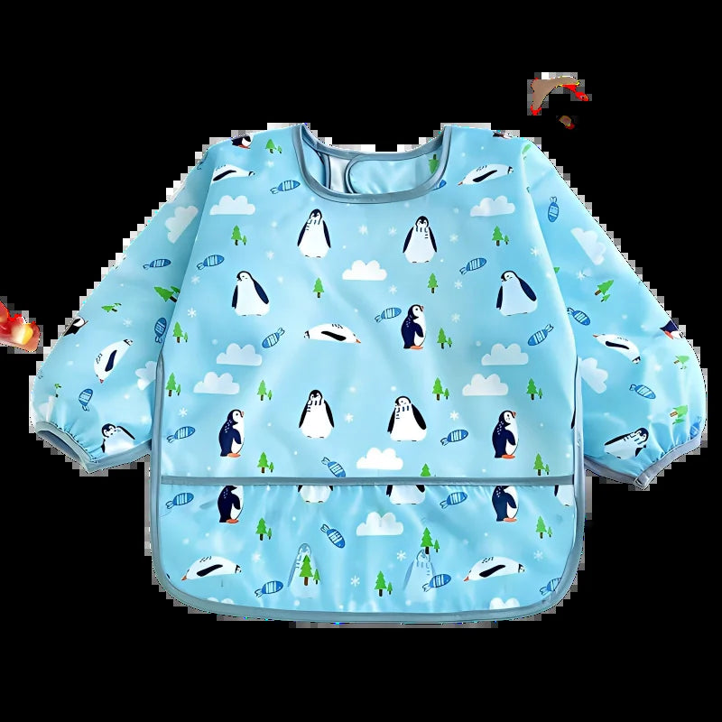 1/2PC Cute Waterproof Full Sleeve Baby Bibs Children Apron Long Sleeve Feeding Smock Kids Eating Breastplate Infant Scarf Cloth