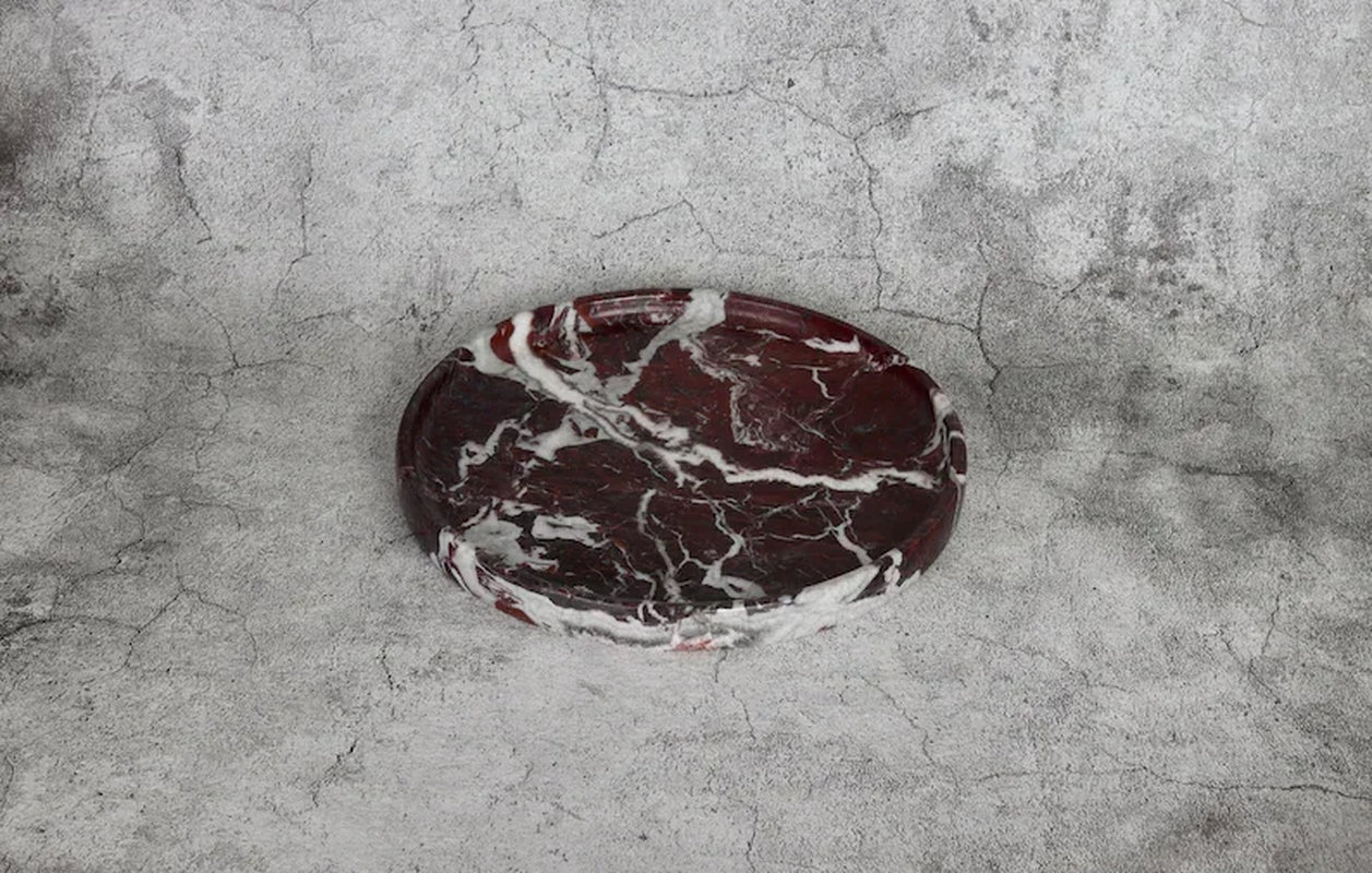 D20X2Cm Design Luxury Red round Rosa Levanto Marble Tray Holder Collection Jewellery Display Serving Tray Jewelry Storage