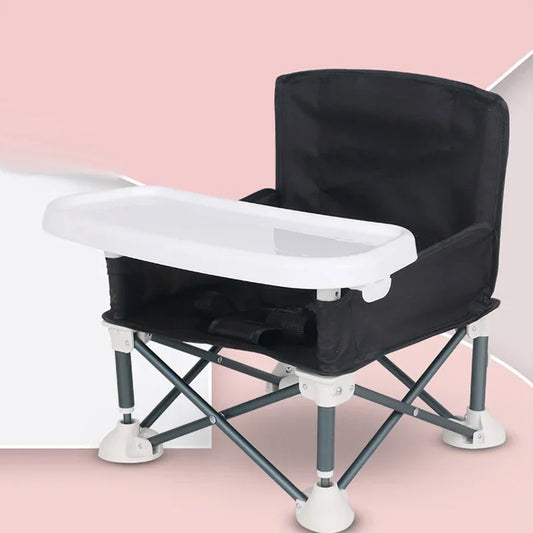 Baby Feeding Dining Chair Foldable Portable Baby Chair with Safe Belt Aluminium Alloy Travel for Camping Picnics Beach Seat
