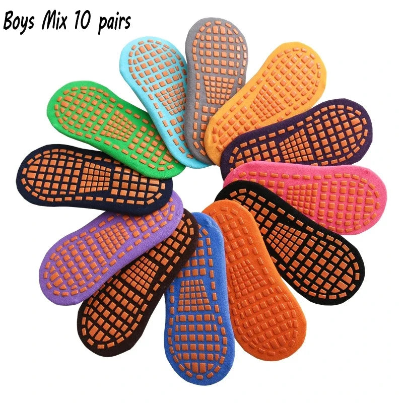 10 Pairs Kids Adults Anti-Slip Socks Parent-Child Trampoline Sock Cotton Children Socks Sports Boys Girls outside Baby Socks