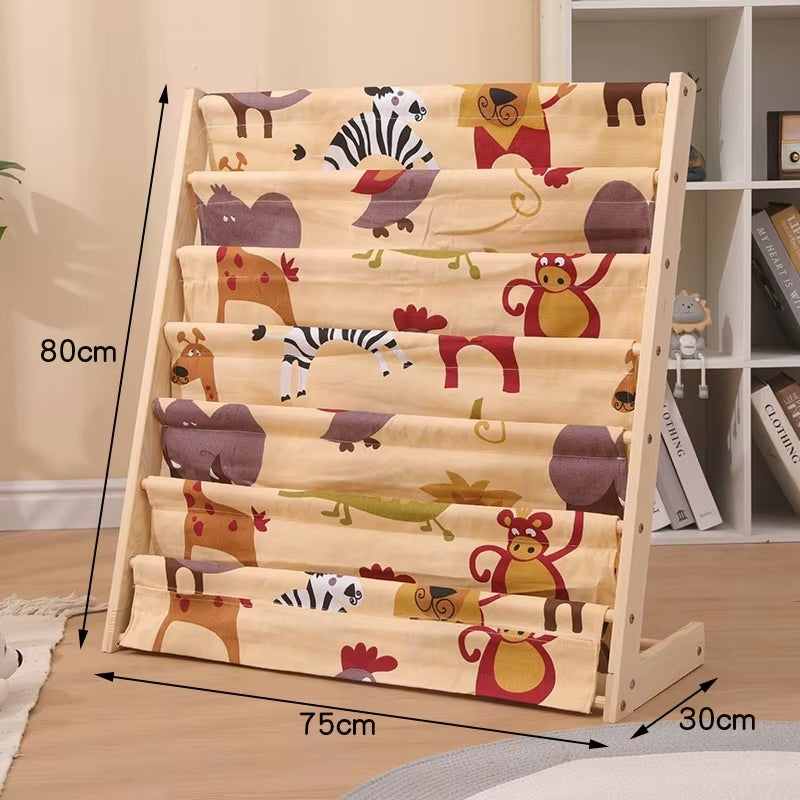 Household Solid Wood Floor to Ceiling Bookshelf Removable Multi-Layer Storage Bookshelf Children'S Picture Book Storage Rack