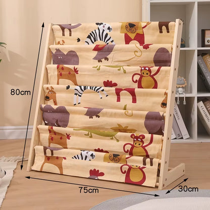 Household Solid Wood Floor to Ceiling Bookshelf Removable Multi-Layer Storage Bookshelf Children'S Picture Book Storage Rack
