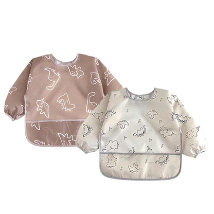 1/2PC Cute Waterproof Full Sleeve Baby Bibs Children Apron Long Sleeve Feeding Smock Kids Eating Breastplate Infant Scarf Cloth