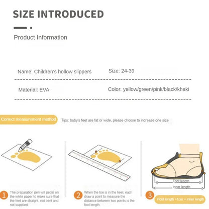 Children Slippers Boys EVA Smiling Face Bathroom Slippers Summer 2-14 Years Old Girl anti Slip Hollow Leaking Junior Footwear
