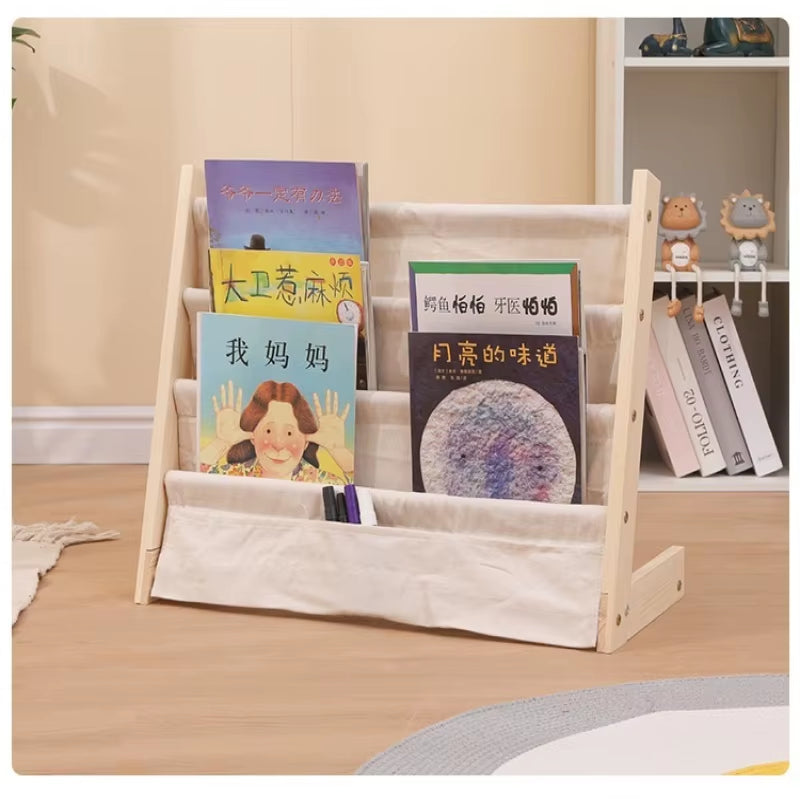 Household Solid Wood Floor to Ceiling Bookshelf Removable Multi-Layer Storage Bookshelf Children'S Picture Book Storage Rack