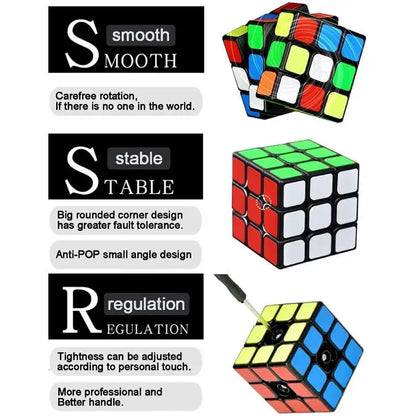 3X3 Magic Speed Cube 3X3X3 Puzzle Party Toy Professional Magic Cube 3D Smooth Puzzle Brain Teasers Twist Toys for Kids Adults