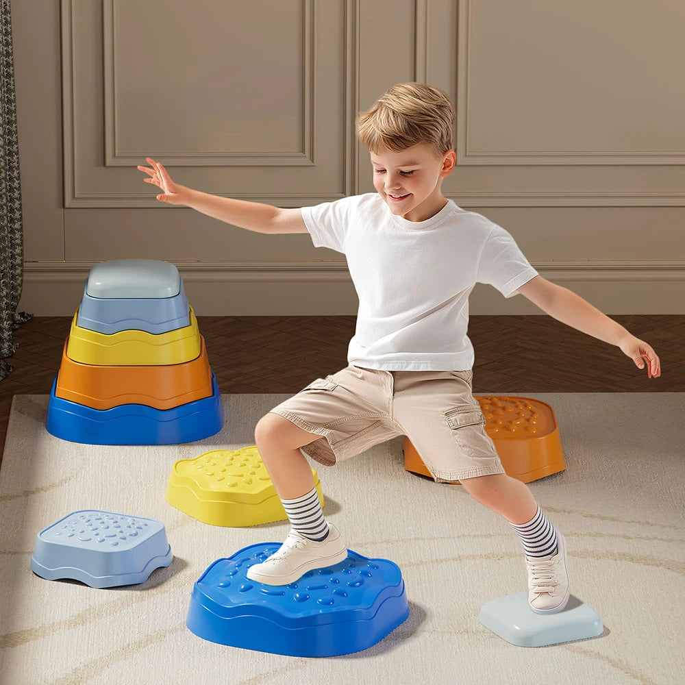 5Pcs/Set Balance Stepping Stones Toys Kids Trampling Stone Montessori Toys Tactile Sensing Sports Toys Kids Indoor Outdoor Play