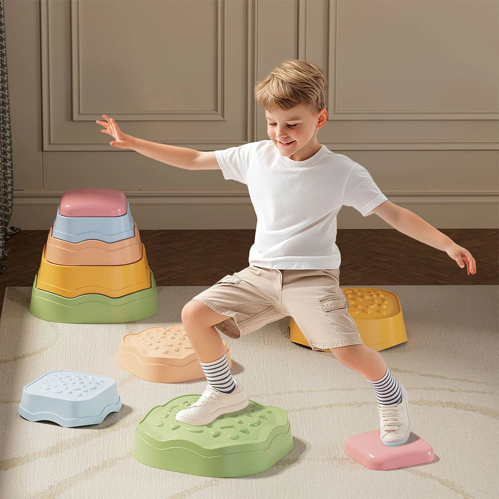 5Pcs/Set Balance Stepping Stones Toys Kids Trampling Stone Montessori Toys Tactile Sensing Sports Toys Kids Indoor Outdoor Play