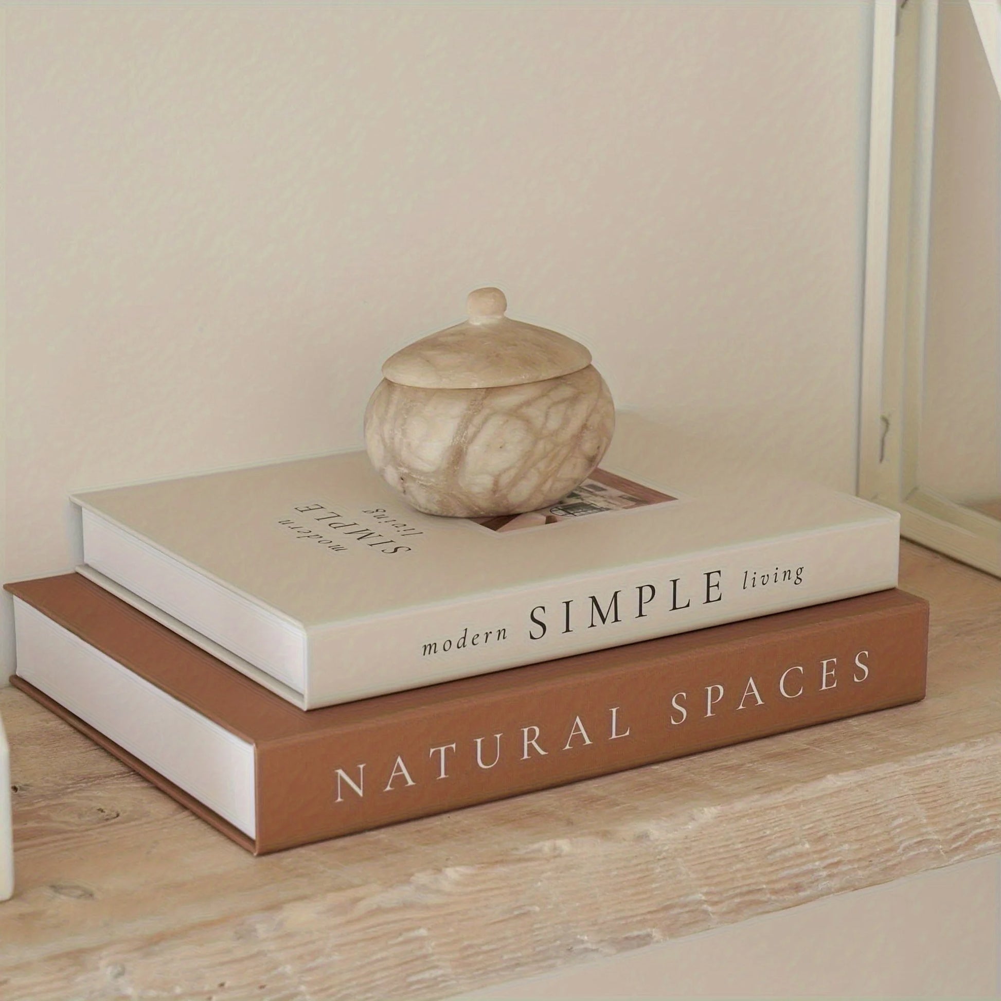 2-Piece Bohemian Style Faux Paper Book Set - Modern Minimalist Stackable Decorative Faux Books, Suitable for Home Decor
