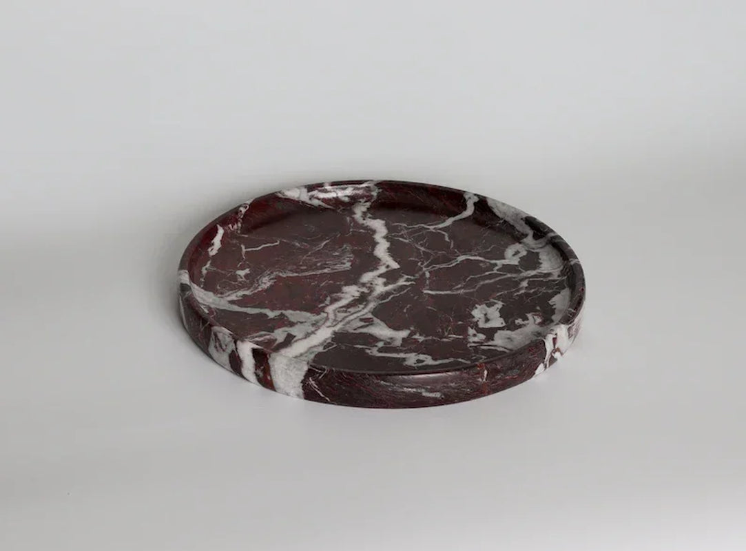 D20X2Cm Design Luxury Red round Rosa Levanto Marble Tray Holder Collection Jewellery Display Serving Tray Jewelry Storage
