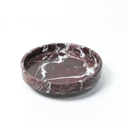 Luxury Burgundy Marble Tray 10" X 3" Natural Rosso Levanto Stone Fruit Tray for Kitchen,Dining Table,Living Room