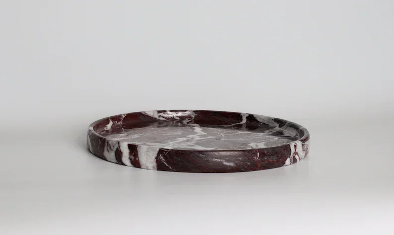 D20X2Cm Design Luxury Red round Rosa Levanto Marble Tray Holder Collection Jewellery Display Serving Tray Jewelry Storage