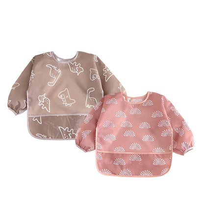 1/2PC Cute Waterproof Full Sleeve Baby Bibs Children Apron Long Sleeve Feeding Smock Kids Eating Breastplate Infant Scarf Cloth