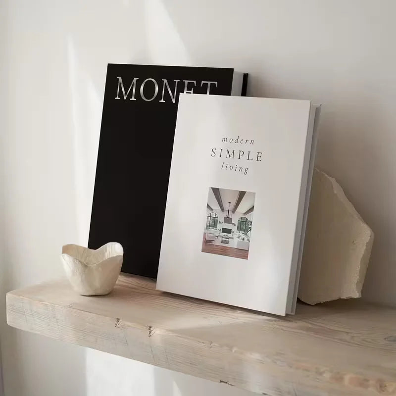 2-Piece Bohemian Style Faux Paper Book Set - Modern Minimalist Stackable Decorative Faux Books, Suitable for Home Decor
