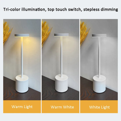 LED Table Lamp Hotel Wireless Rechargeable Desk Lamp Touch Switch Table Lamp Metal Retrolight for Bedroom Living Room Restaurant