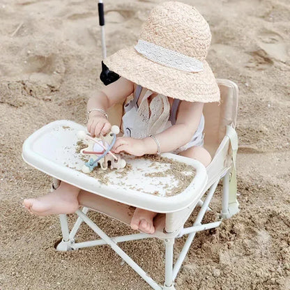 Baby Feeding Dining Chair Foldable Portable Baby Chair with Safe Belt Aluminium Alloy Travel for Camping Picnics Beach Seat