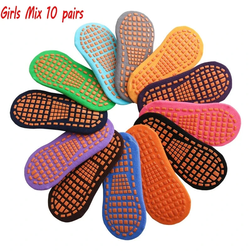 10 Pairs Kids Adults Anti-Slip Socks Parent-Child Trampoline Sock Cotton Children Socks Sports Boys Girls outside Baby Socks