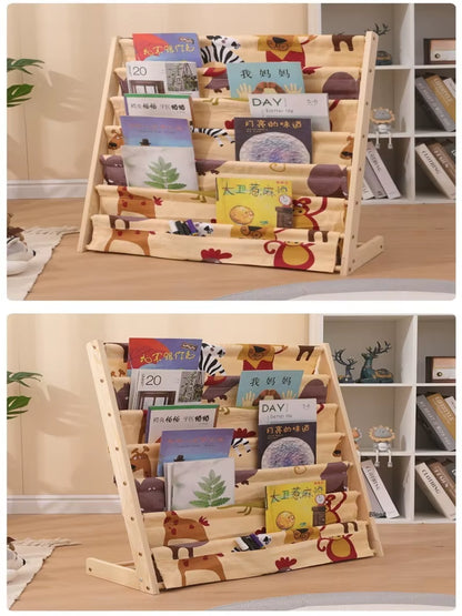 Household Solid Wood Floor to Ceiling Bookshelf Removable Multi-Layer Storage Bookshelf Children'S Picture Book Storage Rack