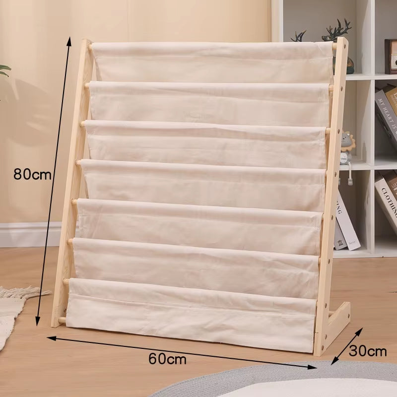 Household Solid Wood Floor to Ceiling Bookshelf Removable Multi-Layer Storage Bookshelf Children'S Picture Book Storage Rack