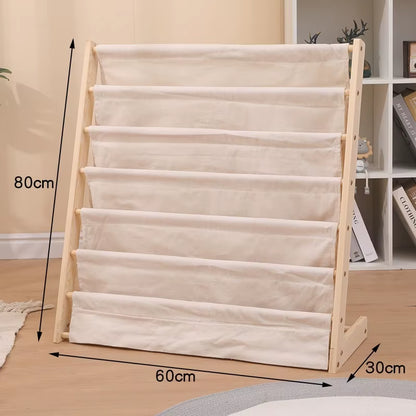 Household Solid Wood Floor to Ceiling Bookshelf Removable Multi-Layer Storage Bookshelf Children'S Picture Book Storage Rack