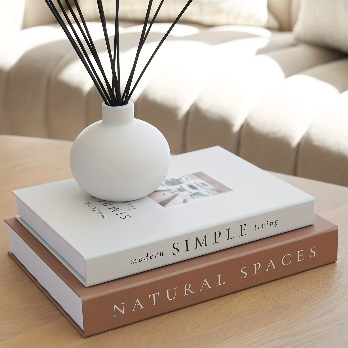 2-Piece Bohemian Style Faux Paper Book Set - Modern Minimalist Stackable Decorative Faux Books, Suitable for Home Decor