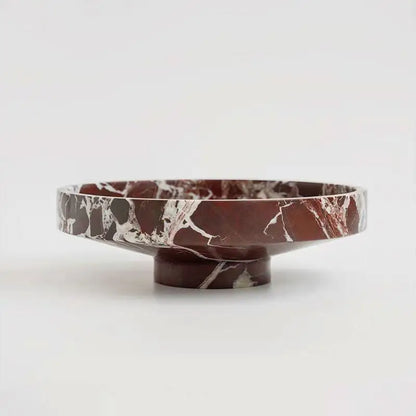 Luxury Burgundy Marble Tray 10" X 3" Natural Rosso Levanto Stone Fruit Tray for Kitchen,Dining Table,Living Room