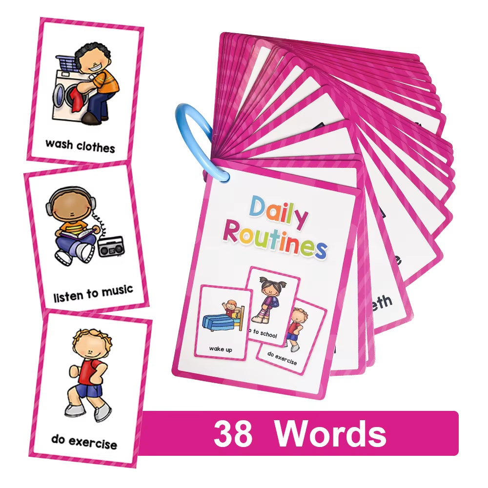 Montessori Kids English Words Learning Flashcards Early Educational Cards Classroom Supplies Kindergarten Teacher Teaching Aids