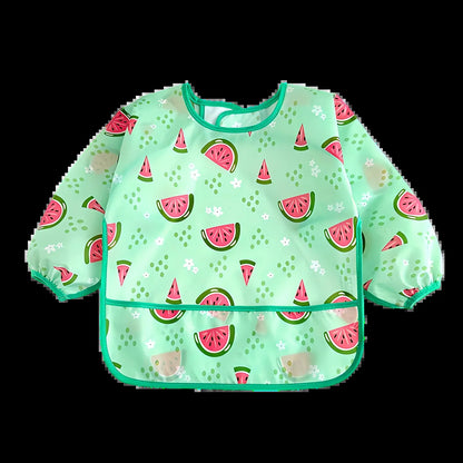 1/2PC Cute Waterproof Full Sleeve Baby Bibs Children Apron Long Sleeve Feeding Smock Kids Eating Breastplate Infant Scarf Cloth
