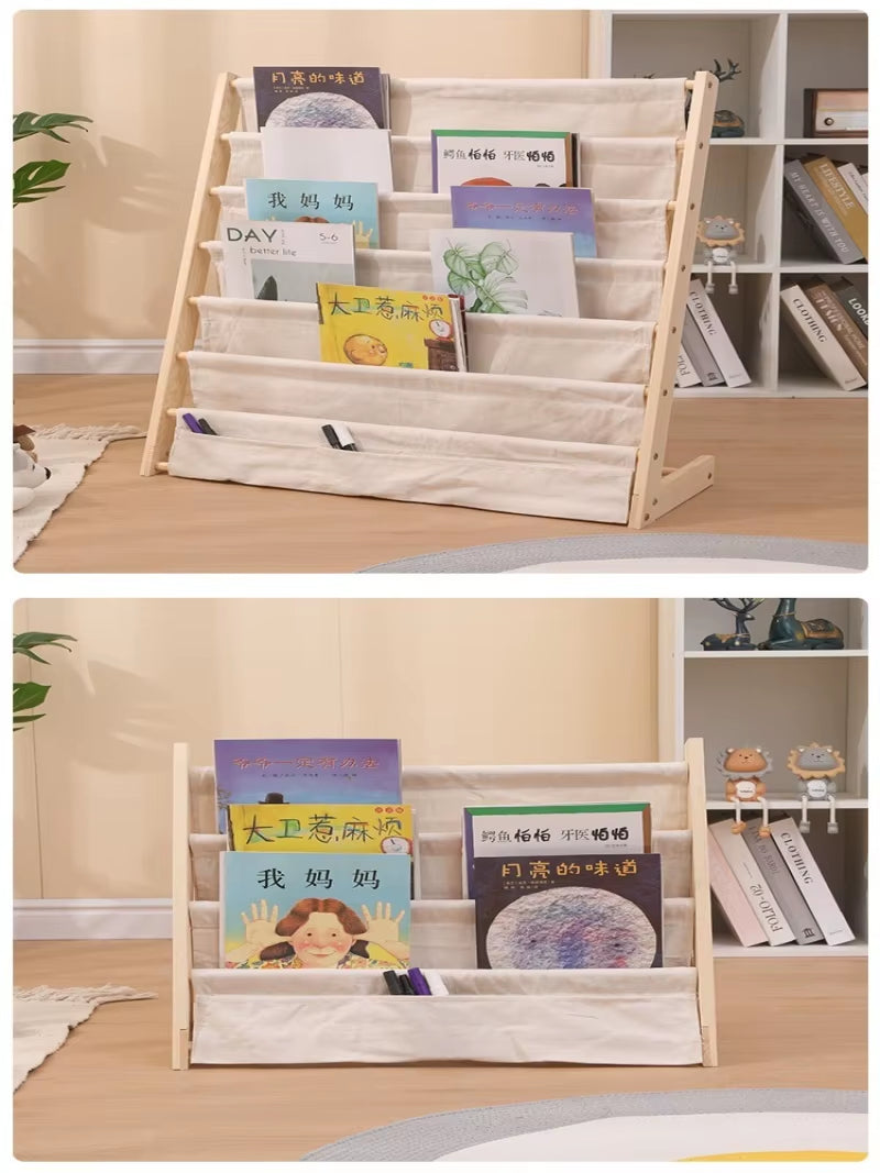 Household Solid Wood Floor to Ceiling Bookshelf Removable Multi-Layer Storage Bookshelf Children'S Picture Book Storage Rack