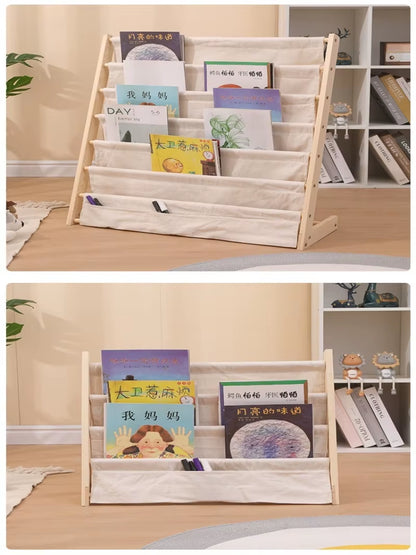 Household Solid Wood Floor to Ceiling Bookshelf Removable Multi-Layer Storage Bookshelf Children'S Picture Book Storage Rack