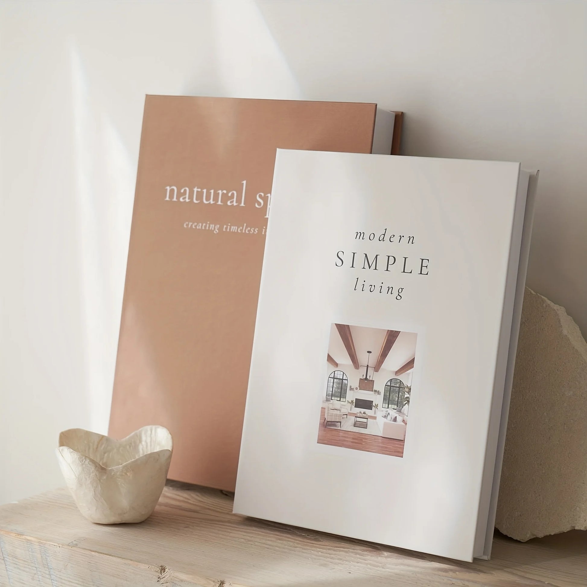2-Piece Bohemian Style Faux Paper Book Set - Modern Minimalist Stackable Decorative Faux Books, Suitable for Home Decor