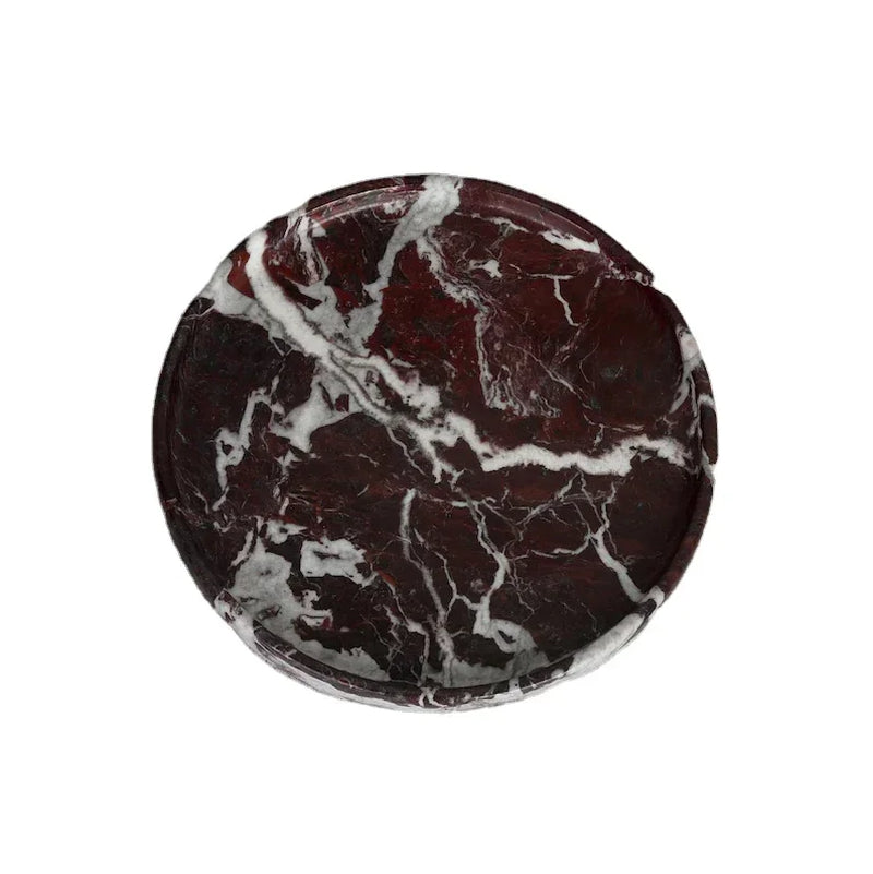 D20X2Cm Design Luxury Red round Rosa Levanto Marble Tray Holder Collection Jewellery Display Serving Tray Jewelry Storage