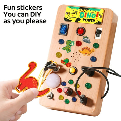 Children'S Montessori LED Light Busy Board Simulation Switch Power Board Light Button Intelligence Early Education Learning Toys
