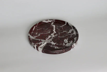 D20X2Cm Design Luxury Red round Rosa Levanto Marble Tray Holder Collection Jewellery Display Serving Tray Jewelry Storage