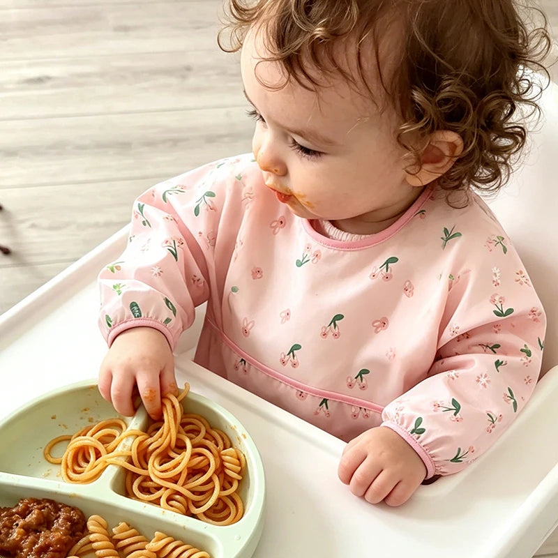 1/2PC Cute Waterproof Full Sleeve Baby Bibs Children Apron Long Sleeve Feeding Smock Kids Eating Breastplate Infant Scarf Cloth
