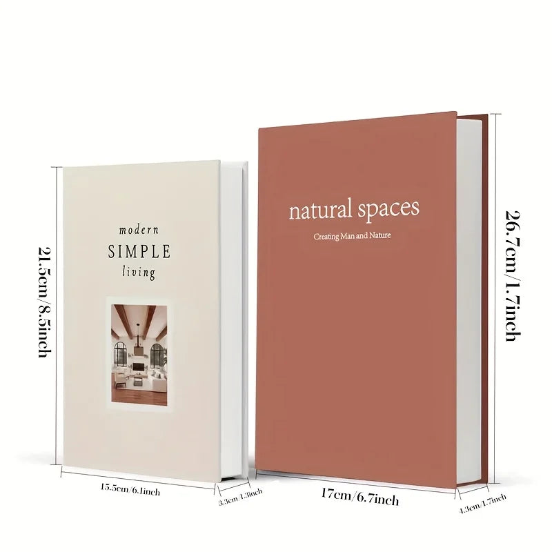 2-Piece Bohemian Style Faux Paper Book Set - Modern Minimalist Stackable Decorative Faux Books, Suitable for Home Decor