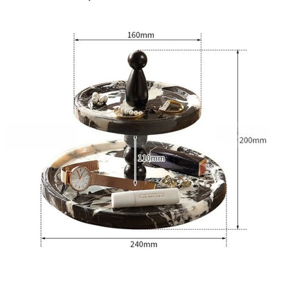 2-Layer Marble Tray Cake Shelf Jewelry Cosmetics Kitchen Bathroom Accessories Storage Organizer Wedding Home Decor Decoration