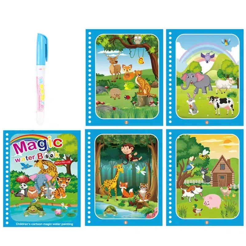 Drawing Coloring Books for Kids Magic Water Book with Pen 2 to 4 Years Old Children Learning Education Toy Baby Montessori Toys