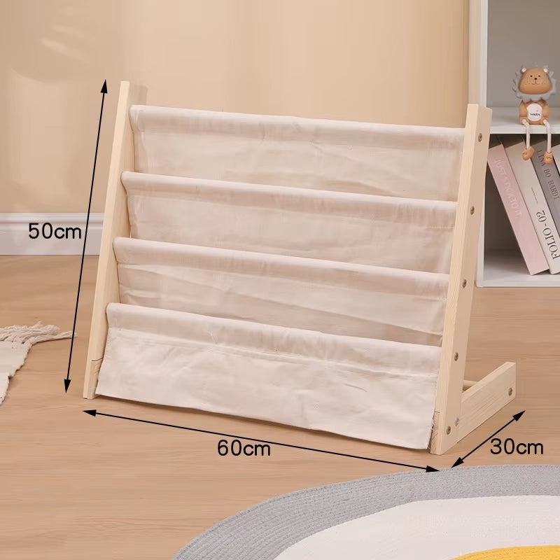 Household Solid Wood Floor to Ceiling Bookshelf Removable Multi-Layer Storage Bookshelf Children'S Picture Book Storage Rack