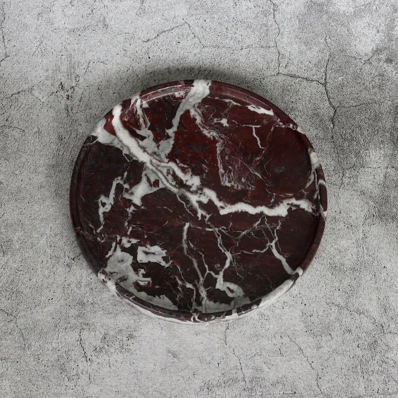 D20X2Cm Design Luxury Red round Rosa Levanto Marble Tray Holder Collection Jewellery Display Serving Tray Jewelry Storage