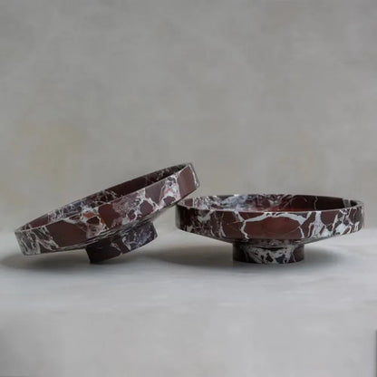 Luxury Burgundy Marble Tray 10" X 3" Natural Rosso Levanto Stone Fruit Tray for Kitchen,Dining Table,Living Room