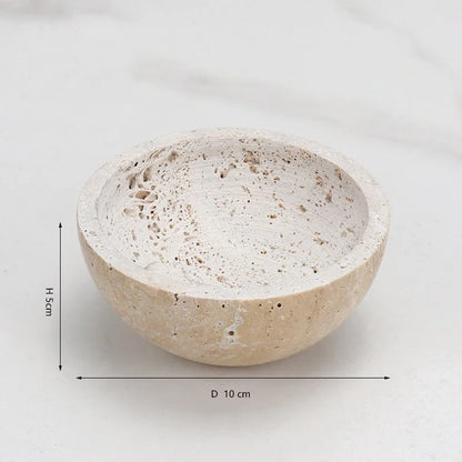 Wabi-Sabi Style Natural Beige Marble Stone, 9 Holes Sphere Incense Burner, Wood Plate Container, Home Decoration Crafts