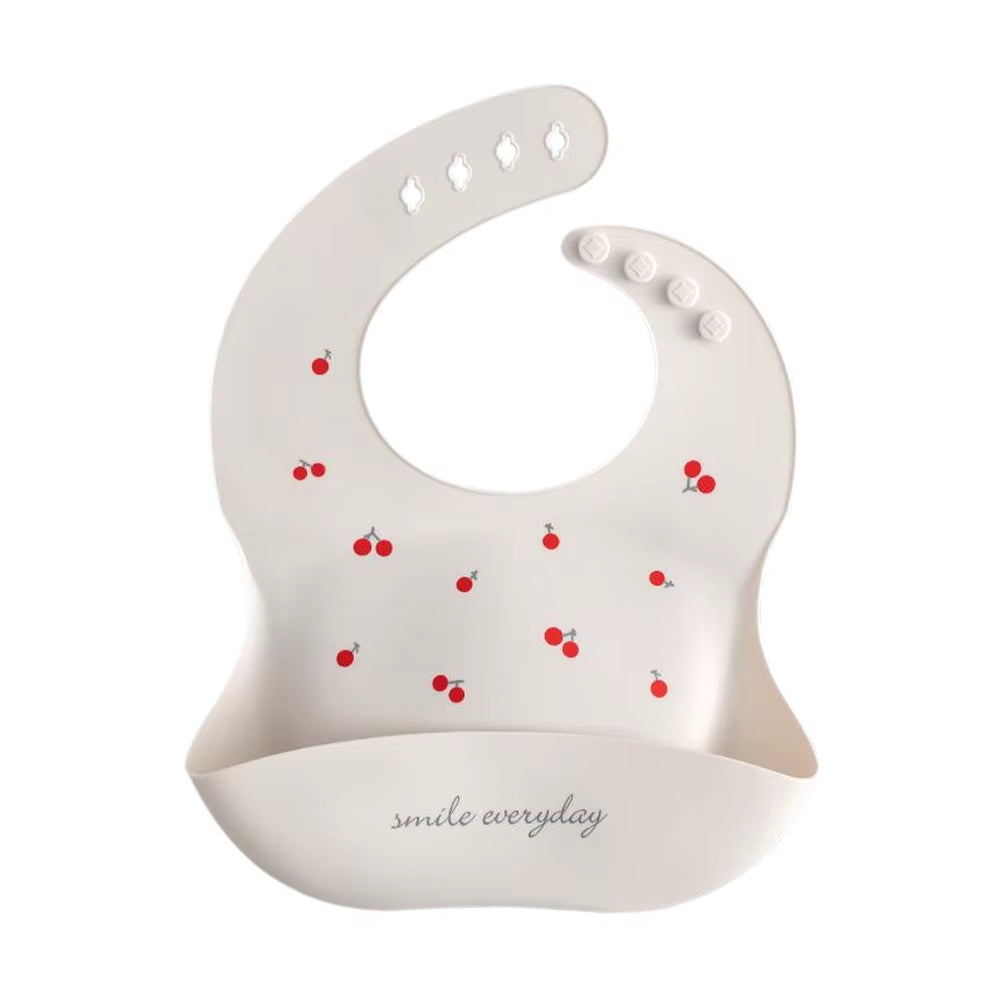 Waterproof Bibs for Kids Feeding Baby Eating Stuff Soft Silicone Babeast Cartoon Printed Adjustable Baby Tasting Feeding Bibs