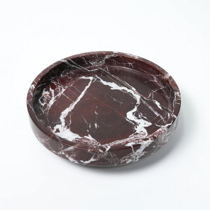 Luxury Burgundy Marble Tray 10" X 3" Natural Rosso Levanto Stone Fruit Tray for Kitchen,Dining Table,Living Room