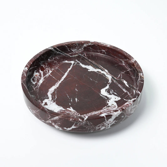 Luxury Burgundy Marble Tray 10" X 3" Natural Rosso Levanto Stone Fruit Tray for Kitchen,Dining Table,Living Room